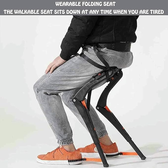 Lightweight Standing Seat Portable 5-Gear Adjustable Heights Chairless Chair Wearable Leg Ergonomics Seat Bear Up to 150kg Invisible Chair for Fishing Concert Subway