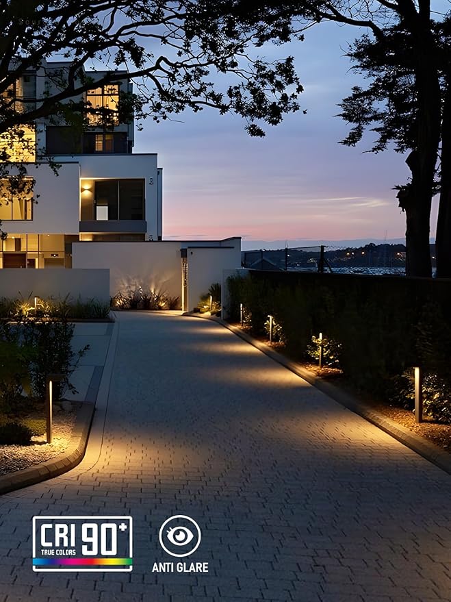 LEONLITE 5CCT LED Low Voltage Landscape Pathway Light 5W Anti-Glare Path Lights Aluminum IP65 Outdoor Sidewalk Lights Wired ETL 16 Inch 1800K/2700K/3000K/4000K/5000K Oil Rubbed Bronze Pack of 6