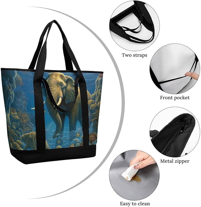 Insulated Shopping BagLarge Reusable Cooler Bags Cute Animal2 Printed Foldable Shopping BagTravel Waterproof Shoulder Bag