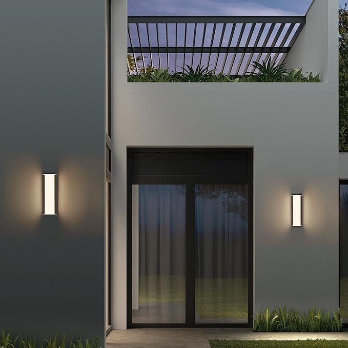 Modern Outdoor LED Wall Light Fixture 36W LED Matte Black Porch Light Waterproof Aluminum Acrylic Shade Outdoor Wall Lanterns for House Hallway Garage Patio