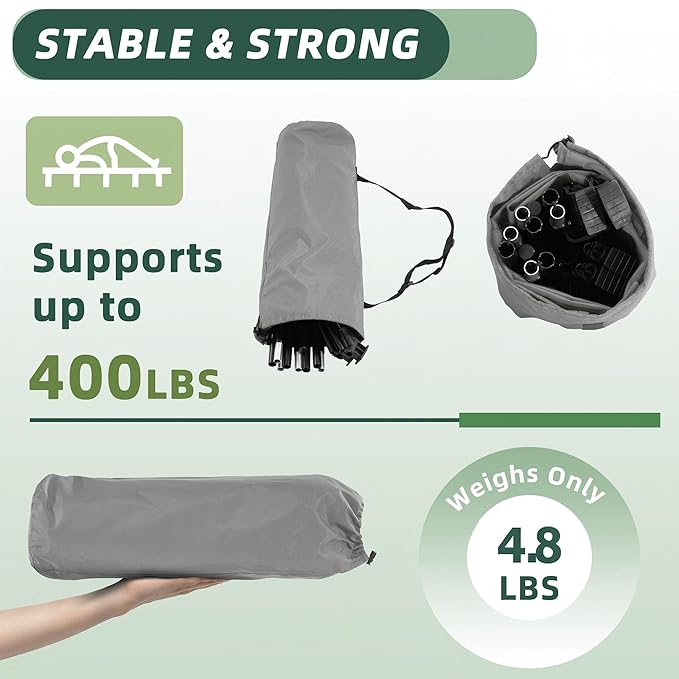Elevon Camping Cot 28 Extra Wide Sleeping Cot Portable Folding Tent Camping Bed Compact for Outdoor Travel Base Camp Hiking Mountaineering Lightweight Backpacking 400lb Capacity