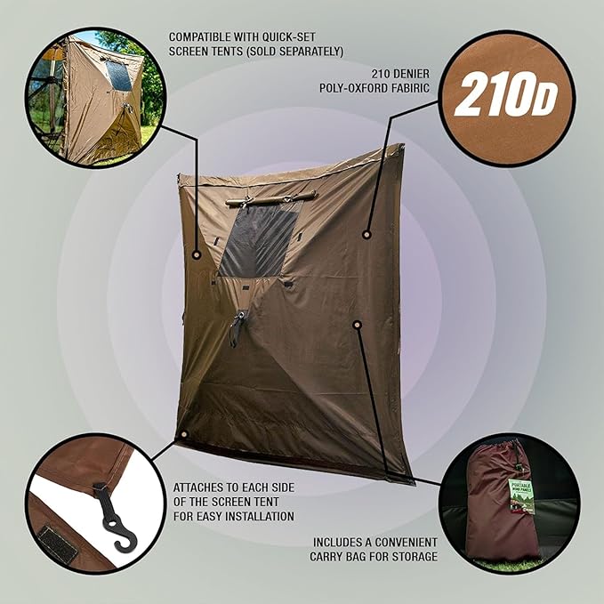 Clam Quick-Set Wind &amp Sun Panels – 2-Pack Brown Accessory for Screen Shelter – Outdoor Sidewalls for Shade &amp Privacy – Durable Poly-Oxford with Carry Bag – Tent Not Included