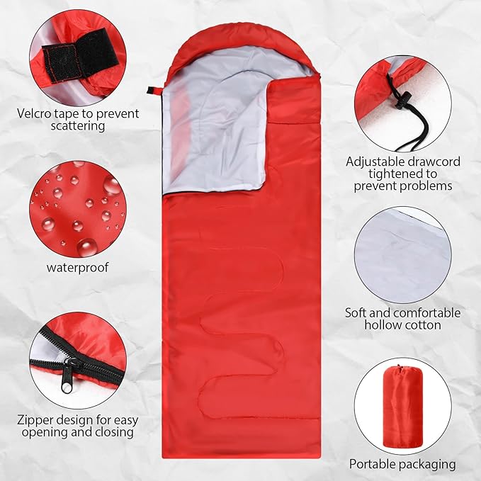 Junkin 12/36 Pcs Camping Sleeping Bag Bulk for Adults Homeless 4 Season Cold Warm Weather Sleeping Bags Waterproof Lightweight with Compression Sack for Hiking Travel Outdoor