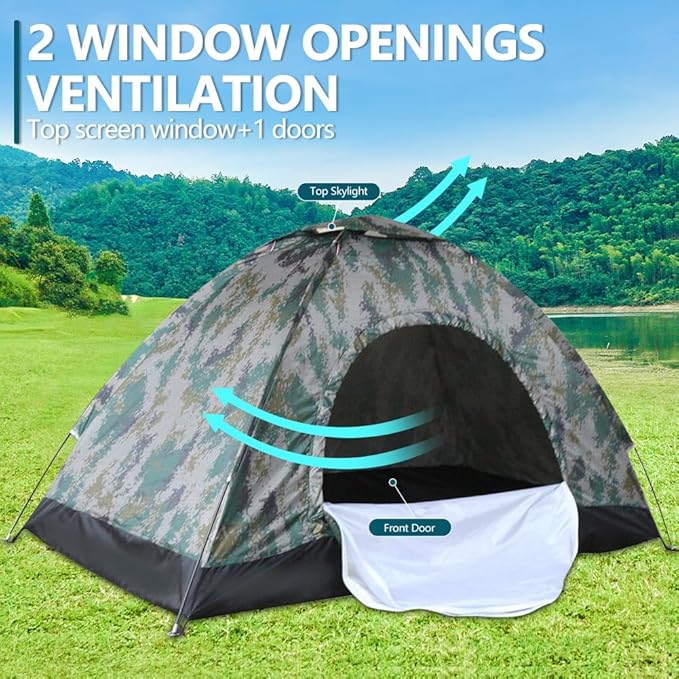 Camping Tent 2/3/4 Person Waterproof &amp Windproof Tents with Rain Fly and Carrying Bag Easy Setup Instant Family Travel Tent for Backpacking Hiking Camping