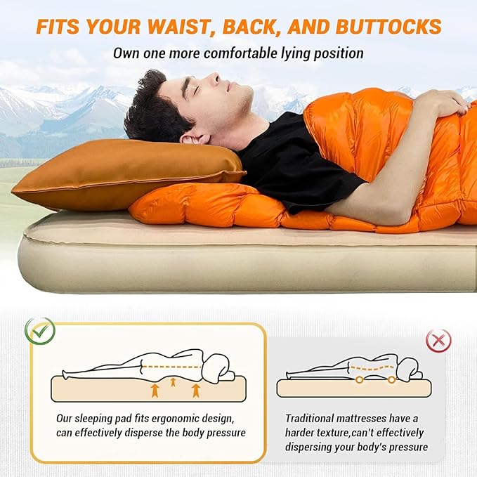 Self Inflating Sleeping Pad4 Extra Thick Memory Foam Camping Pad 60S Fast Air Self-Inflating Camping Mattress Pads 4 Season Sleeping Mat for Camping Rooftop Tent Car Truck Van