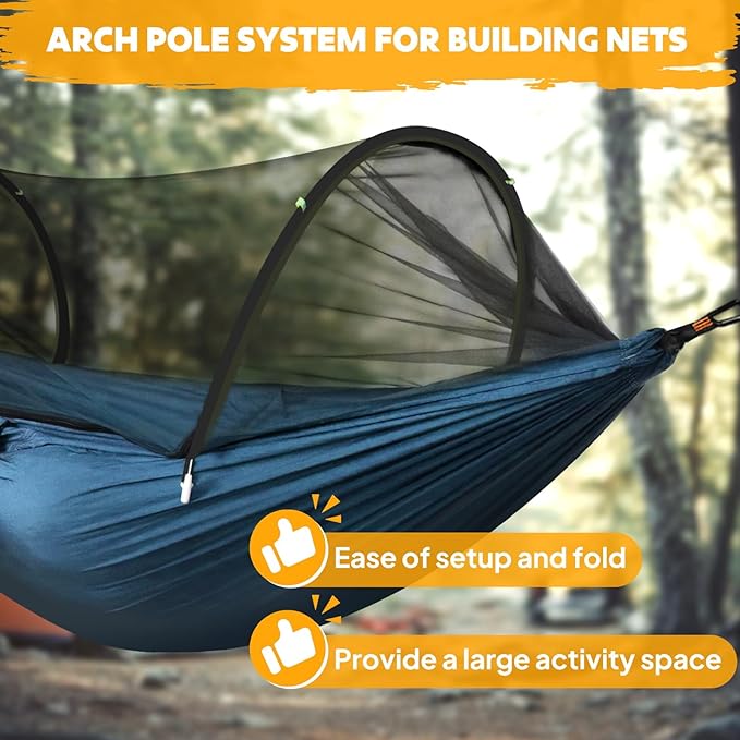 Chihee Ultra-Light Travel Camping Hammock Pop-up Net Hammock 660lbs Load CapacityBreathableQuick-Drying Parachute Nylon 2 Premium Carabiners2 Tree Slings Included for Outdoor Backpacking Hiking