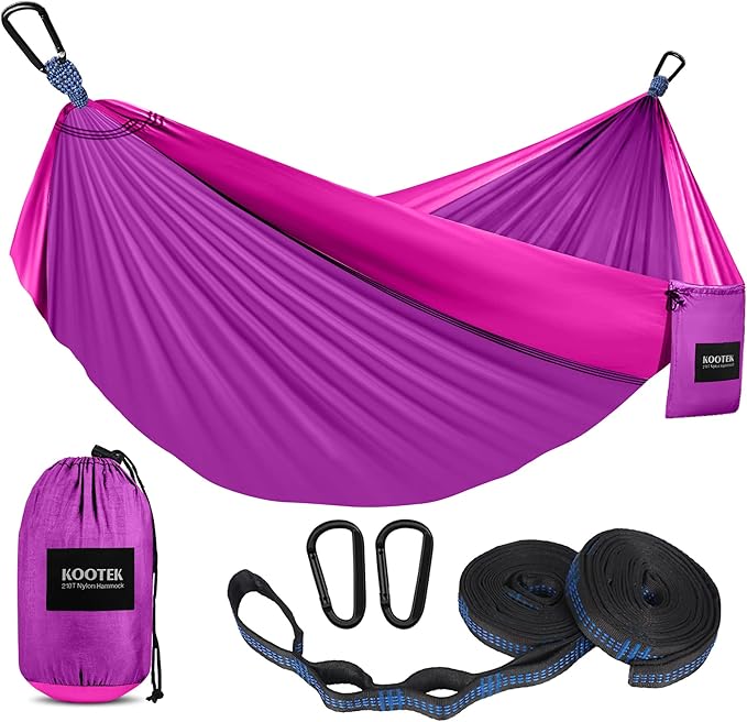 Kootek Camping Hammock Portable Hammocks with Tree Straps &amp Attached Carry Bag Camping Essentials Gear Perfect for Outside Indoor Hiking Beach Backpack Travel