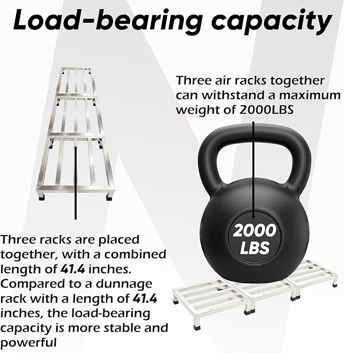 3 Packs Dunnage Rack 13.8x13.8x4inch Stainless Steel Dunnage Racks Commercial Food Service Storage Rack for Restaurants Kitchen Warehouse Supermarket