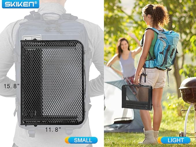 Small Floding Grill Table with Mesh Layer 2 Height Adjustable Portable &amp Lightweight Metal Camping Table for Outdoor Beach &amp BBQ - Compact (2 FT Black)