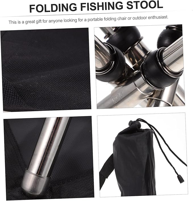 Yardwe Portable Outdoor Folding Stool Stainless Steel Camping Chair Adjustable Height Fishing Stool Lightweight for Hiking Travel and Picnics