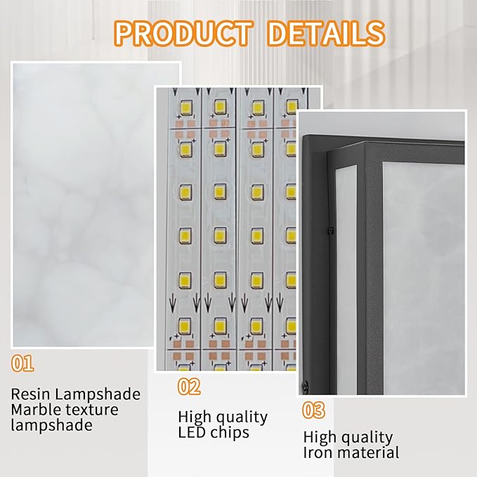 Outdoor Wall Light LED 32W Modern Exterior Wall Sconce with Resin Shade - 32.8in Rectangle Waterproof Porch Lighting Fixture IP65 for GarageFront DoorPatio
