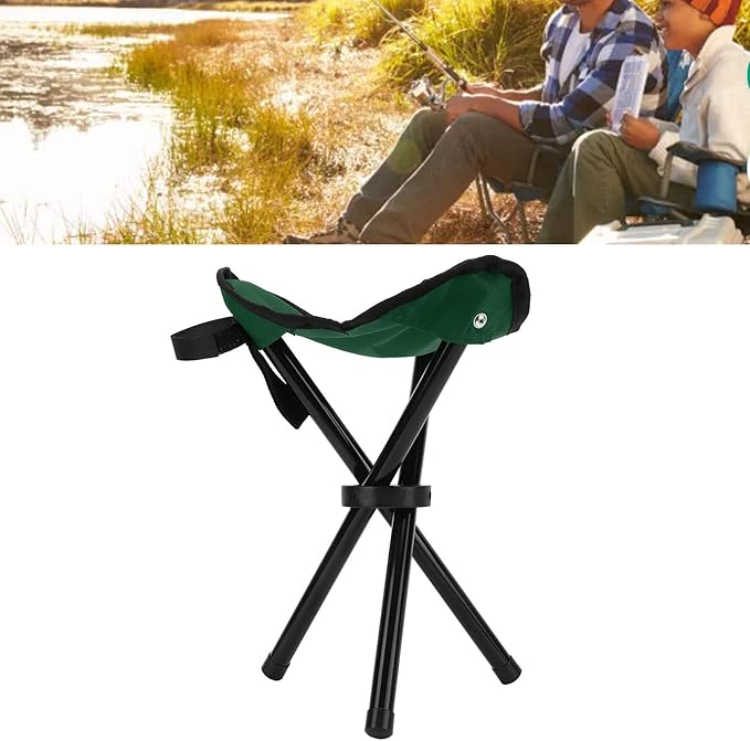 Honio Camping Tripod Stool Tripod Seat Portable Lightweight 600D Oxford Fabric for Outdoor for Fishing (Green)