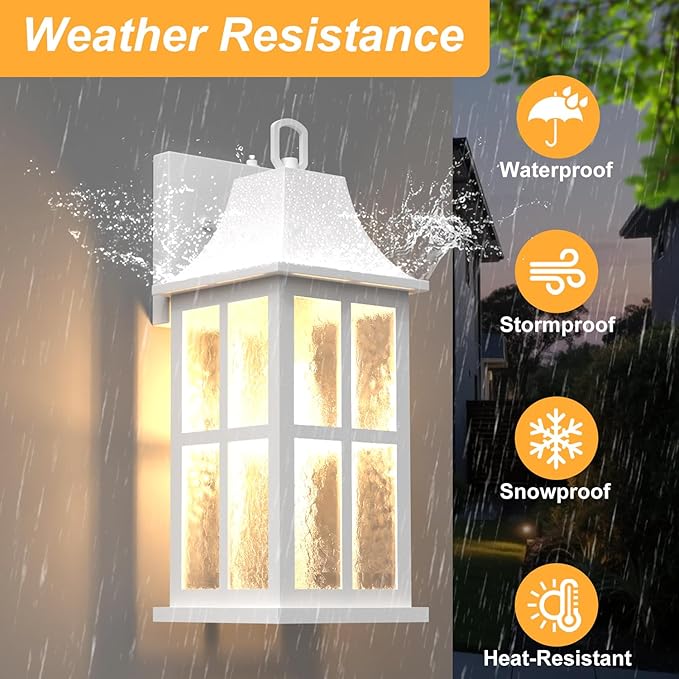 18 Modern Outdoor Wall Lights Aluminium Dusk to Dawn Outdoor Lighting Exterior Wall Lantern Waterproof Porch Light Outside Light for House Garage Patio (1 Pack White)