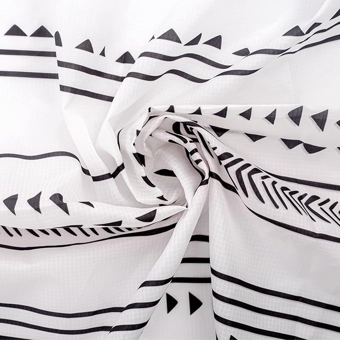 BEW Large Beach Blanket for 1-4 Adults 78in×86in Waterproof Sandproof Blankets with 4 Stakes &amp Corner Pockets Polyester Lightweight Foldable Outdoor Picnic Mat Camping Hiking White-black Lines