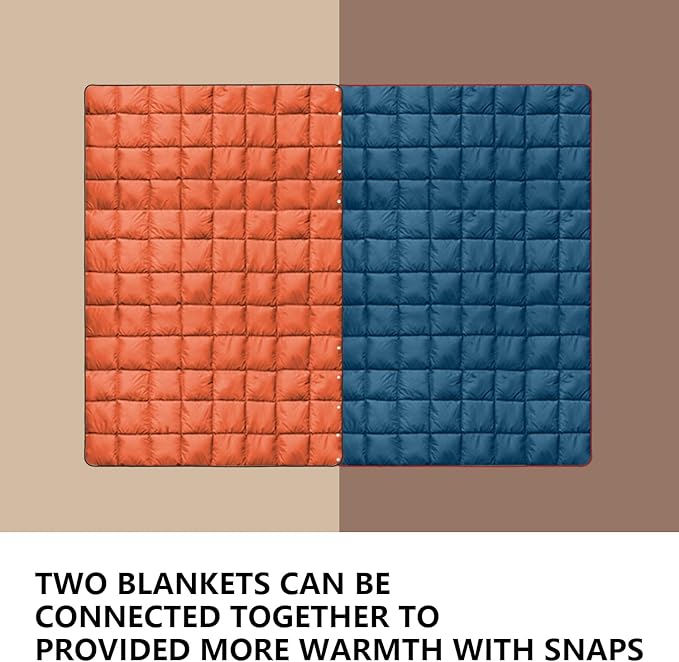 zzlamb Puffy Down Camping Blanket Water-Repellent Down Throw Travel Blanket Portable for Outdoor Light Warm Quilt for Couch Plane Car Theater Stadium Picnic RV Backpacking Hammock