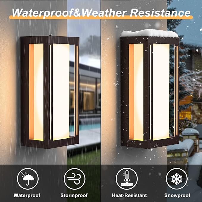 Dusk to Dawn Outdoor Wall Sconce 3000K LED Outdoor Wall Lights Fixture for Patio Waterproof Wall Mount Outside Light 14.5in Bronze Outdoor Lanterns for Porch Door 1 Pack