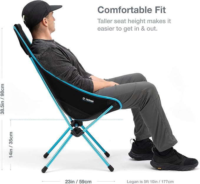 Helinox Sunset Chair Lightweight High-Back Collapsible Camping Chair Blue3.4Ibs Outdoor Chairs Picnic Chair Portable Camping Chair with Side Pockets