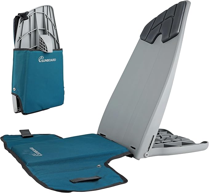 Portable Ground Chair for Beach Camping Park &amp Stadium – 5-Position Recline Wearable Lightweight – Slim Style – (Grey)
