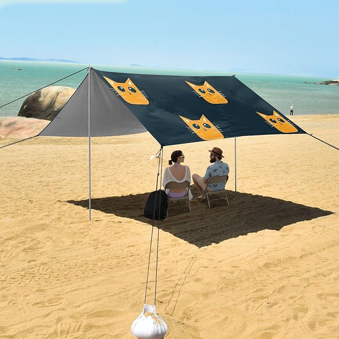 Cute CatCamping Sun Shelters 9.2 x 10.5 FT Beach Canopy Tent Sun Shade with Carrying Bag for Camping Trips Fishing Backyard Fun or Picnics 21341706