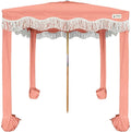 AMMSUN Beach Cabana with Fringe 6.5' x 6.5' Boho Beach Canopy with Tassels Easy Set up &amp Premium Wood Pole Cabana Tent with Sand Pockets Instant Sun Shade for Sand Garden Patio Coral Pink