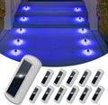 T-SUN Solar Deck Lights Outdoor Waterproof Deck Lights Solar Powered Driveway Marker Light for Fence Front Door Step Stair Garden Sidewalk Pathway Dock Porch Backyard (Blue 12 Packs)