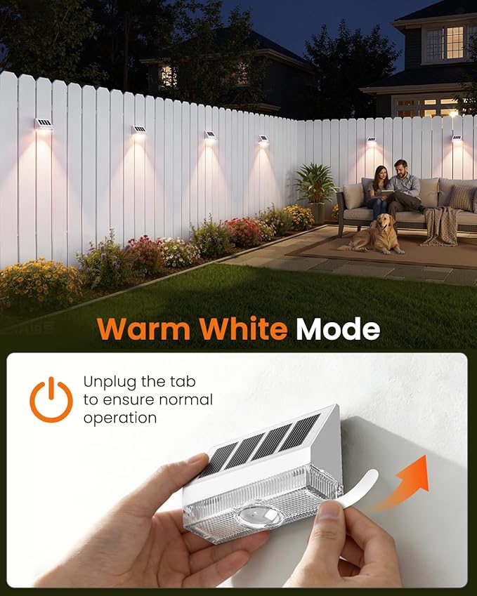 VOLISUN Solar Fence Lights 12 Pack Vinyl Fence Lights Solar Powered with Warm White LED Spot Lens Solar Deck Lights for Outside Wall Deck Patio Yard Rail Garage Pool