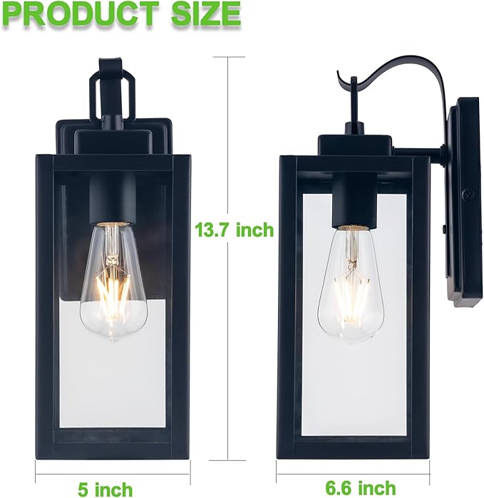 Outdoor Wall Lantern Wall Sconce as Porch Lighting Fixture E26 Medium Base Metal Housing Plus Glass Bulbs not Included