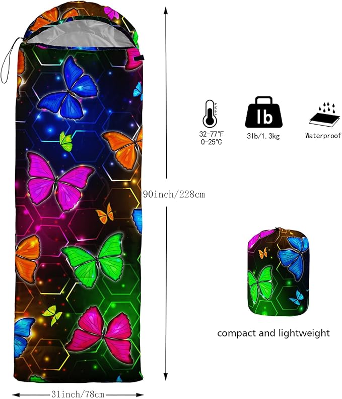 QOOMO Camping Sleeping Bags3 Season Warm &amp Cool WeatherLightweightWaterproof Sleeping Bags for Adults &amp KidsTravelingand OutdoorsCamping Gear Equipment