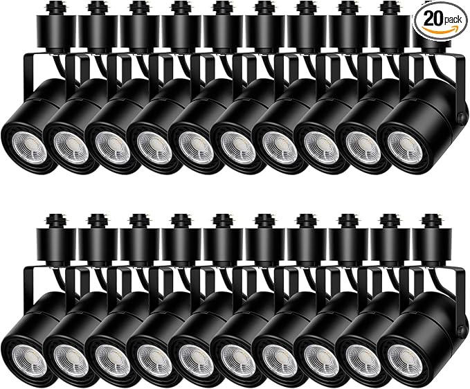 Track Lighting Heads 10W 4000K Cool White Dimmable Bright LED Track Lights Fixtures for Accent Retail Kitchen Artwork120V Linear Track Light H Type-CRI90+ 24° 1000lm - 20 Pack (Black)