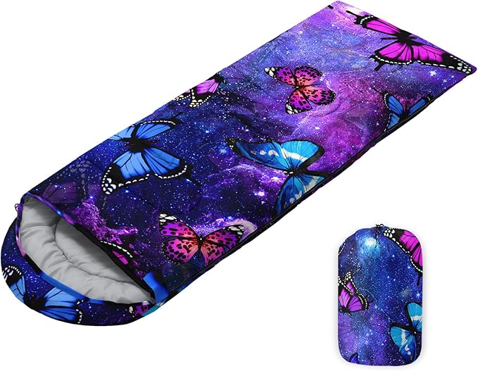 Sleeping Bags for Adults Youth Kids3D Printing Camping Sleeping Bag for Girls Boys Lightweight Waterproof Cold/Warm Weather Sleeping Bag for 3 Seasons