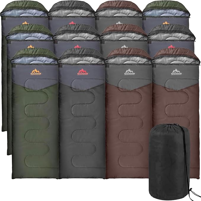 10 Pack Bulk Mummy Sleeping Bags for Adults Cold Weather 0 Degree Backpacking Camping Hooded Sleeping Bags for Homeless Adults Scouts Indoors Outdoors
