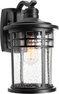 Darkaway Large Outdoor Porch Lights Wall Mount 15inch Outdoor Light Fixtures Sconces Wall Lighting with Seeded Glass Exterior Lights for Patio Yard House Hallway Doorway Garage(Large Black)