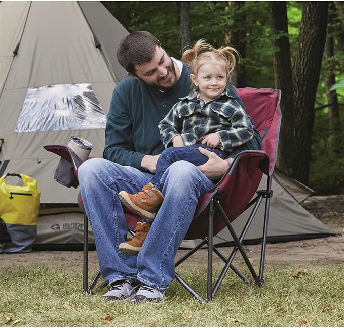 Guide Gear Oversized Extra Large Padded Camping Chair Portable Folding Large Camp Lounge Beach Chairs for Outdoor Adults Men and Women Heavy-Duty 400 Pound Capacity with Cup Holder Green
