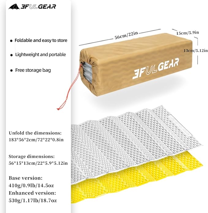 Foam Camping Sleeping Pad Closed Cell Lightweight Camping Mat Portable Moisture-Proof Ultralight Camping Mattress 0.9Lb for Outdoor Hiking Mountaineering Backpacking