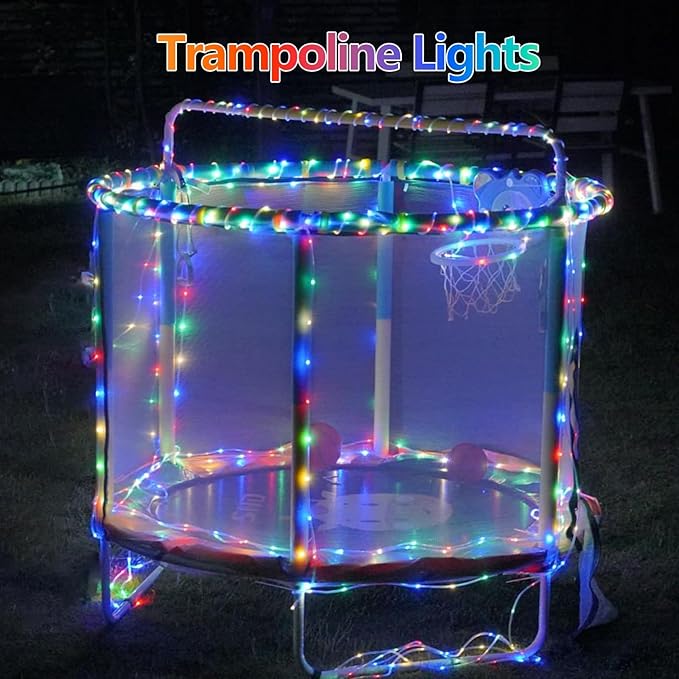 YEGUO Solar Christmas Light Outdoor Waterproof 66ft 200 LED Multicolor Rope Lights 8 Modes Tube String Lights in Clear Thin Tube