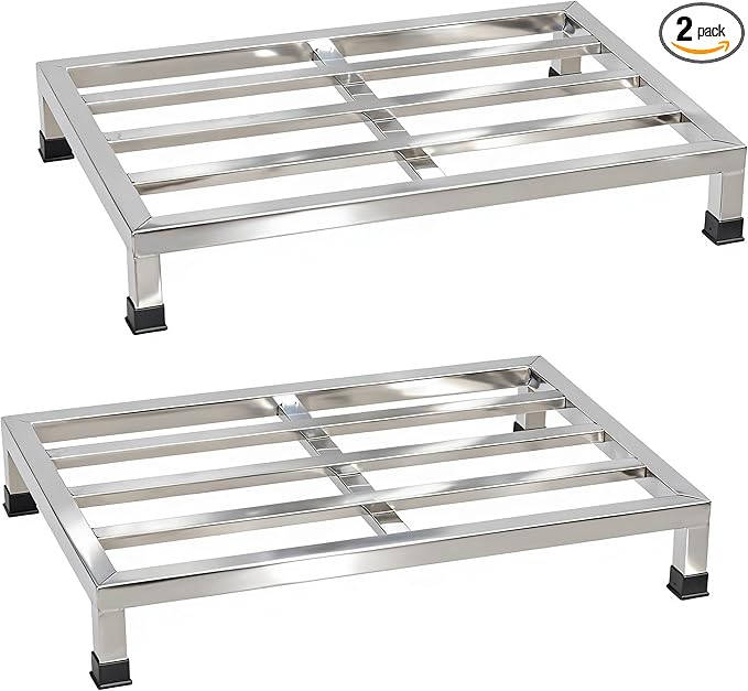 2 Packs Dunnage Rack 23.6x15.8x4inch Stainless Steel Dunnage Racks Commercial Food Service Storage Rack for Restaurants Kitchen Warehouse Supermarket