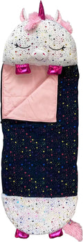 Happy Nappers Pillow &amp Sleepy Sack- Comfy Cozy Compact Super Soft Warm All Season Sleeping Bag with Pillow- Medium 54” x 20” Shimmer Unicorn