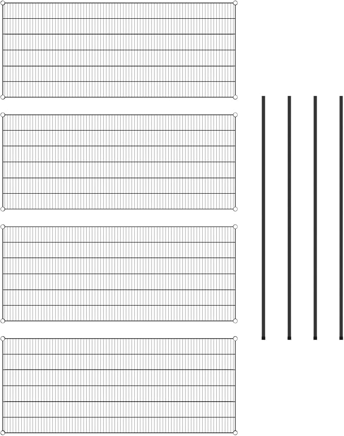 Commercial NSF Listed Black Epoxy Stationary Wire Shelving Kit 30 x 72 x 74 with 4 Shelves Perfect for Warehouse Walk-in Refrigerator Freezer Grocery Store Restaurant Dishroom