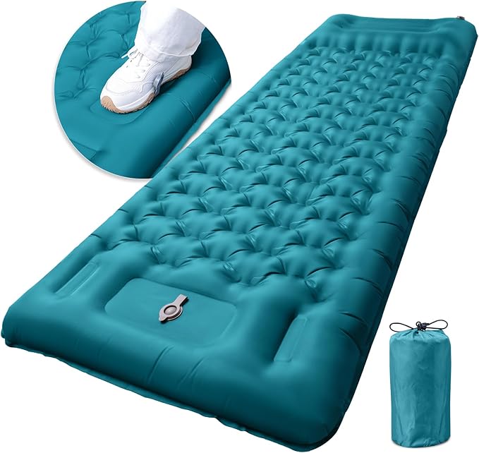 Inflatable Camping Sleeping Pad with Pillow Extra Thickness 4 Inch Sleeping Mat with Built-in Pump Compact &amp Ultralight Camping Air Mattress for Backpacking Hiking Tent Traveling