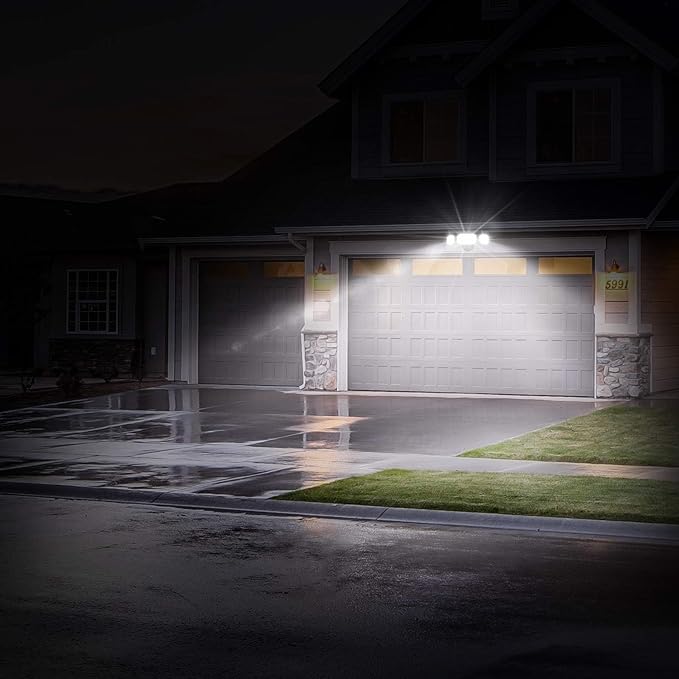 LEPOWER 4500LM Outdoor Flood Lights 45W LED Flood Light Exterior Flood Lights Switch Controlled 5000K 3 Adjustable Heads IP65 Waterproof Outdoor Lights for House Garage Yard Black