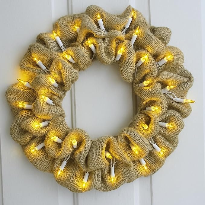 Novelty Lights 50 Feet 100 Bulb Incandescent Mini Light String Yellow with 6-Inch Spacing on White Wire UL Listed Commercial Grade Indoor/Outdoor Mini Lights Connectable End-to-End