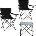 Leonyo 2 Pack Camping Chairs for Adults Lawn Chairs with Table Heavy Duty Folding Chairs for Outside Oversized &amp Comfy Sports Chair for Adults Fishing Beach Patio Hiking Lawn Travel - Black