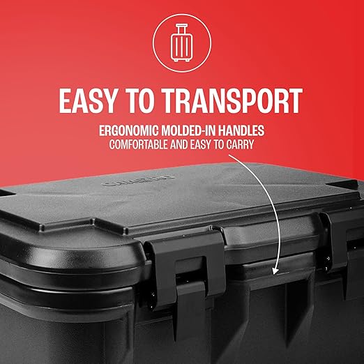 Cambro Insulated Food Pan Carrier - 6 Inch Deep Hotbox and Food Warmer for Catering &amp Transport - Top Load S-Series (Black)