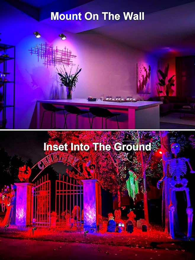 ZUCKEO Christmas Spotlights LED Outdoor Spot Lights for Yard 10W RGB Landscape Lights Color Changing 120V Waterproof Spotlight with Plug &amp Remote for House Garden Path Tree Decoration(2Pack)
