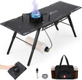 Alocs Camping Gas Stove IGT Camp Table with Outdoor Stove Folding Picnic Table with Portable Solo Stove Carrying Bag for Beach Grilling Hiking Fishing Tailgating Backyard