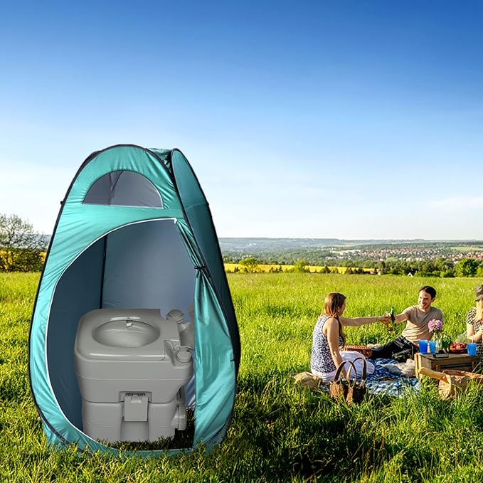 Outvita Pop Up Shower Tent Instant Privacy Dressing Changing &amp Toilet Tent 74’’ Portable Outdoor Shelter for Camping Hiking Fishing Picnic Beach with Carry Bag (Green)