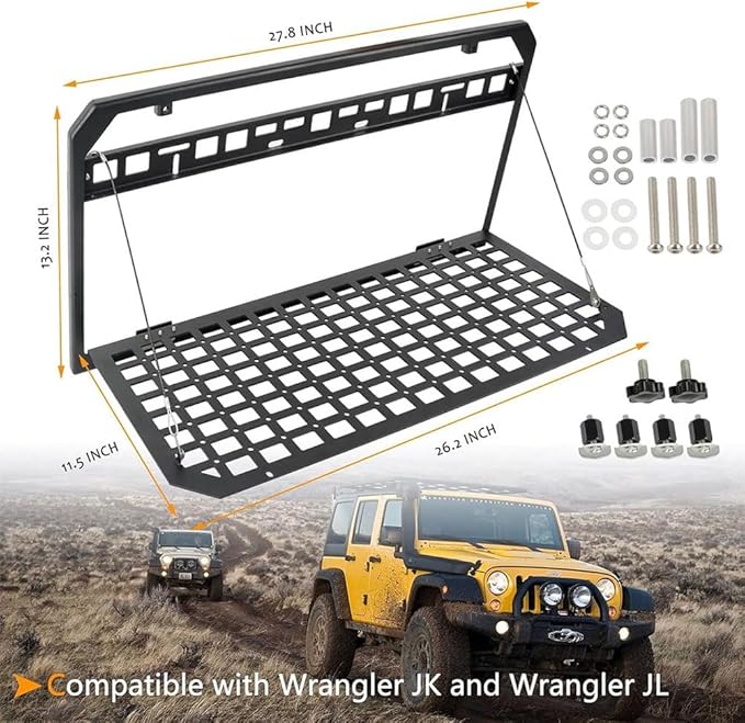 Tailgate Table Foldable Rear Cargo Shelf Drop Down Tailgate Table Aluminium Alloy Tailgate Tactical Molle PanelFoldable Table Cargo Shelf Storage Cargo Luggage Holder Carrier