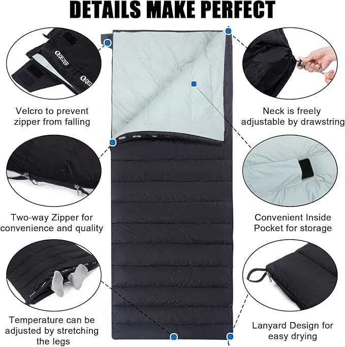 Down Sleeping Bag for Adults Ultralight Wearable Sleeping Bag for Backpacking Can Be Used as a Blanket or Mat