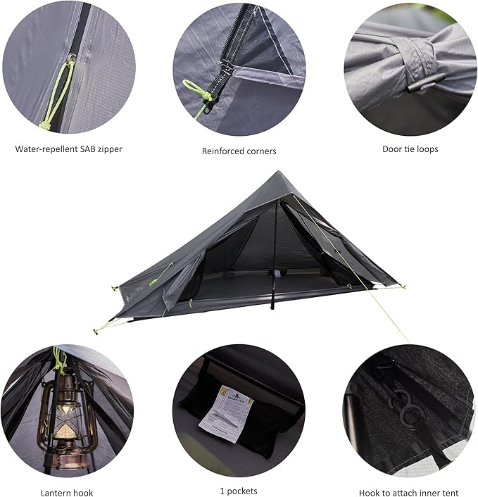Altair One Ultralight Trekking Pole Backpacking Tent Waterproof SIL Nylon Double Wall 3 Season 1 Person Shelter for Backpacking Hiking Camping Trekking Bushcraft