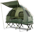 Tangkula 5-in-1 Tent Cot Combo With Awning Air Mattress Sleeping Bag Pillow Elevated Single Tent With Carrying Bag for Outdoor Camping Hiking Picnic Travel
